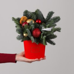 novogodnyaya kompoziciya v korobke s datskoj elkoj 6